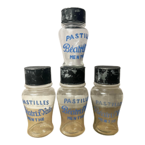 Set of 4 French Antique -Pastilles Beatrix,Vals -Apothecary/Candy Store Jars.