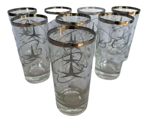 Mid 20th Century Modern Atomic Cocktail Glasses- Set of 8