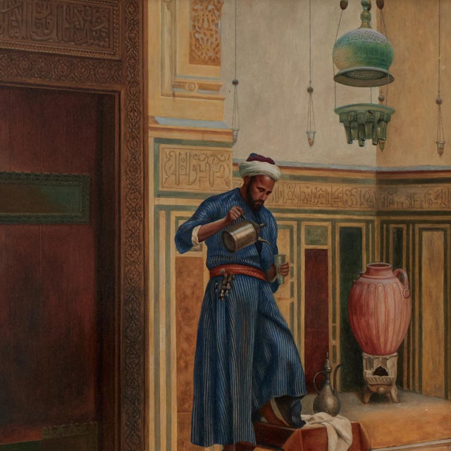 Antique Orientalist Painting of a Lamplighter in an Interior Scene For Sale - Image 4 of 10