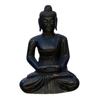 Chinese Black Color Stone Carved Sitting Buddha Amitabha Shakyamuni Statue For Sale