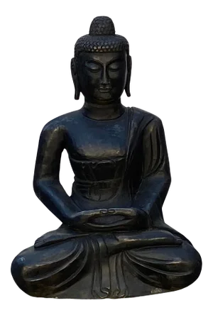 Chinese Black Color Stone Carved Sitting Buddha Amitabha Shakyamuni Statue