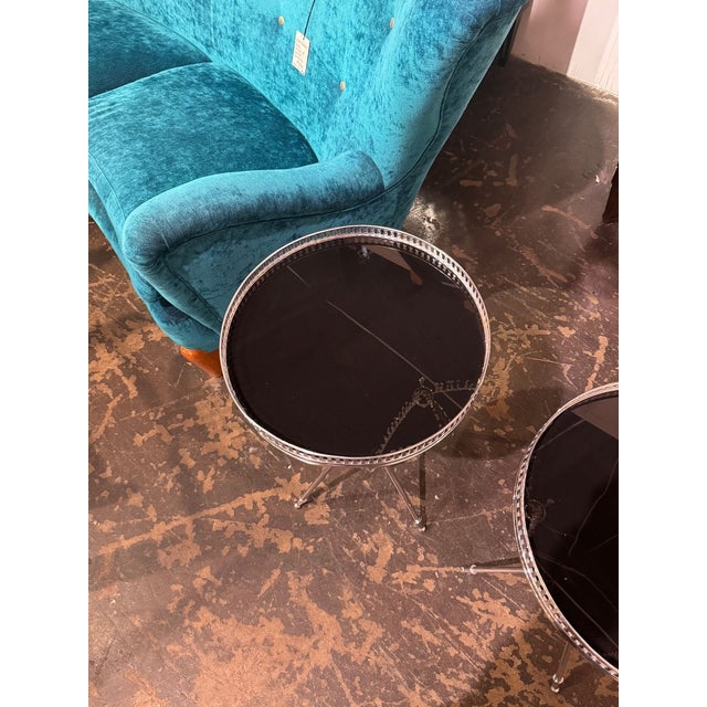 Early 21st Century Pair of Italian Jansen Style Chrome Drink Tables For Sale - Image 5 of 6