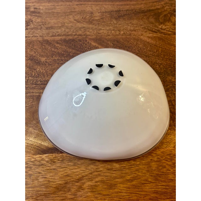 White Vintage Murano Art Glass Bowl, Gold Flake White Cased Italian Centerpiece For Sale - Image 8 of 8