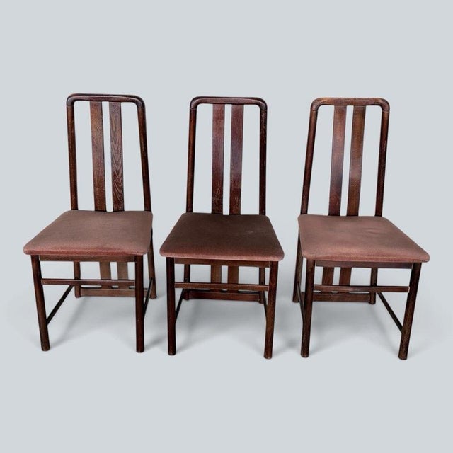 Brown Mid-Century High-Back Dining Chairs from Primo London, Set of 3 For Sale - Image 8 of 9