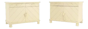Mid-Century Modern White Textured Paint Nightstands - a Pair