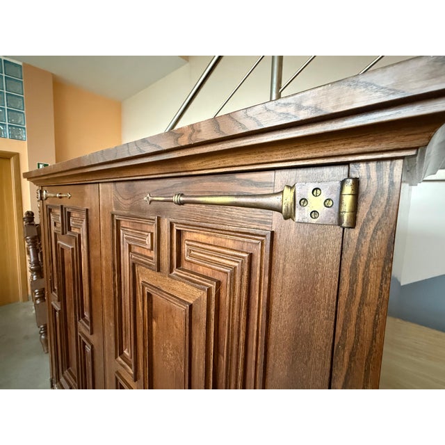 Baroque 20th Century Armoire, Kitchen Cabinet with Two Doors, Carved Walnut, Spain For Sale - Image 3 of 18