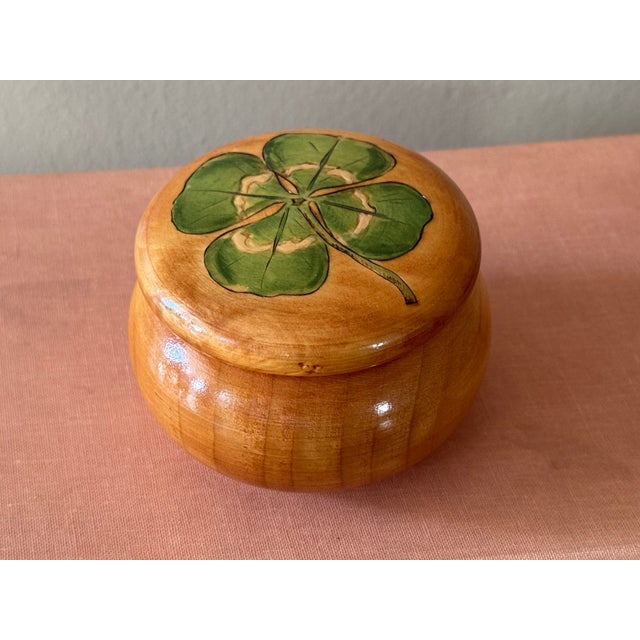 Wood Wooden Four Leaf Clover Box For Sale - Image 7 of 7