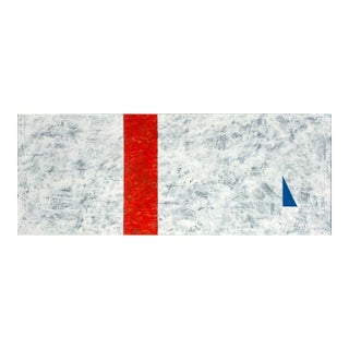 Abstract Geometric Composition in White, Red and Blue Original Acrylic on Board by Robert William Hinds For Sale