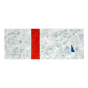 Abstract Geometric Composition in White, Red and Blue Original Acrylic on Board by Robert William Hinds