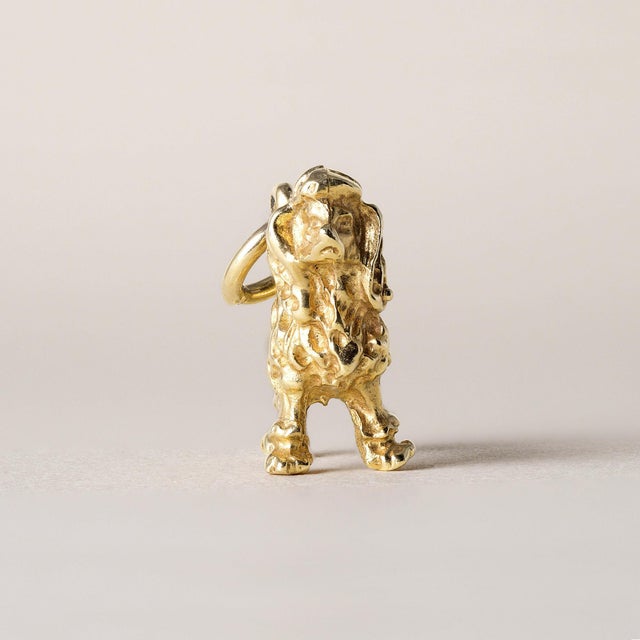 Mid 20th Century Vintage Poodle Dog Pendant Charm 18k Yellow Gold For Sale - Image 4 of 6