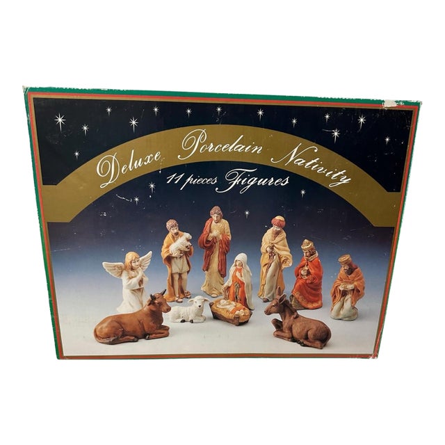 Vintage Ceramic Nativity Set of Eleven For Sale