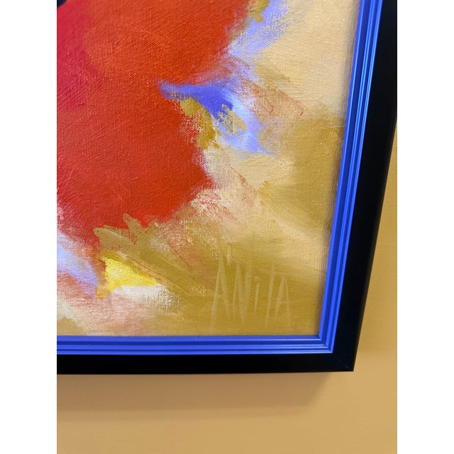 Mid Century Signed Anita Oil on Canvas Abstract Painting For Sale - Image 6 of 9