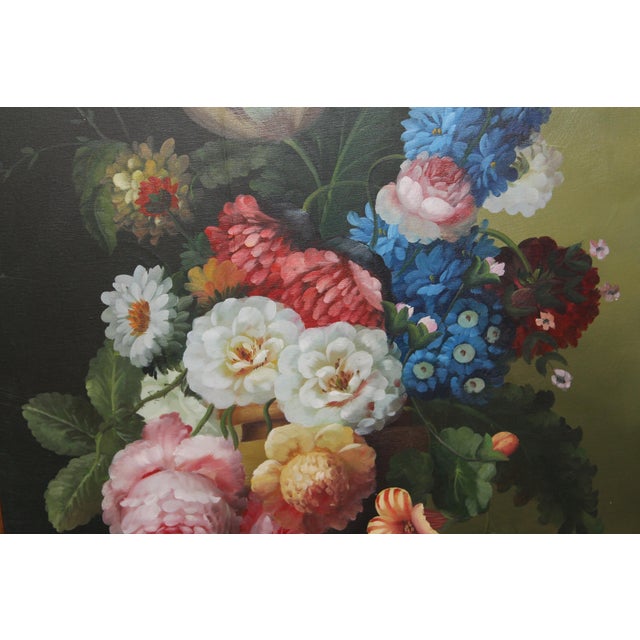 Vintage Floral Still Life Oil Painting on Canvas, 32” X 44” For Sale - Image 6 of 8