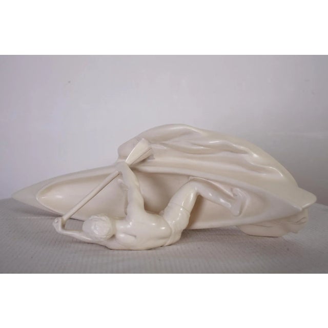 Ivory Former Czechoslovakian Ceramic Canoeing Sculpture from Jihokera, 1962 For Sale - Image 8 of 11