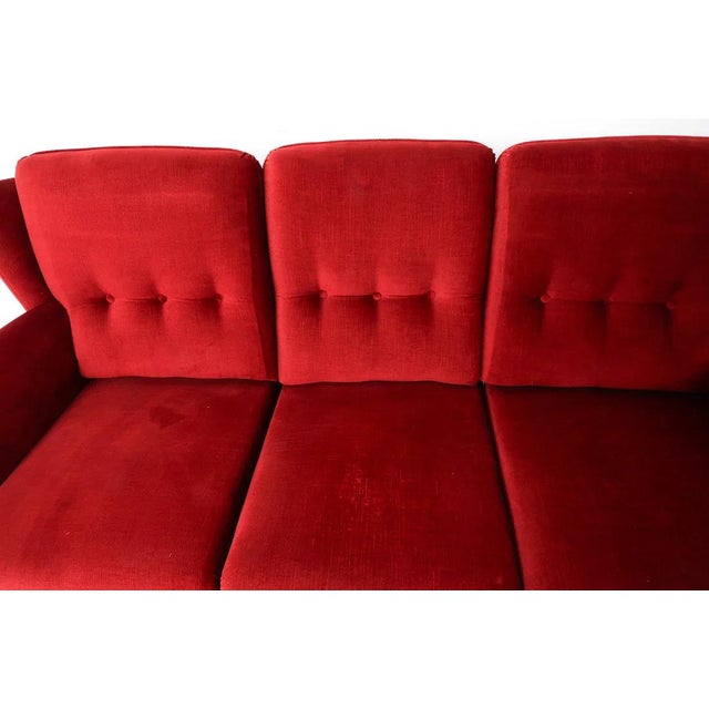 1960s Mid Century Tufted Back Ruby Red Sofa For Sale - Image 14 of 14