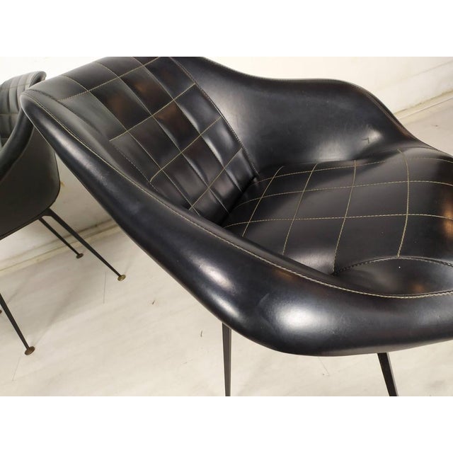 Set of Vintage Black Skai Armchairs, 1960s For Sale - Image 14 of 18