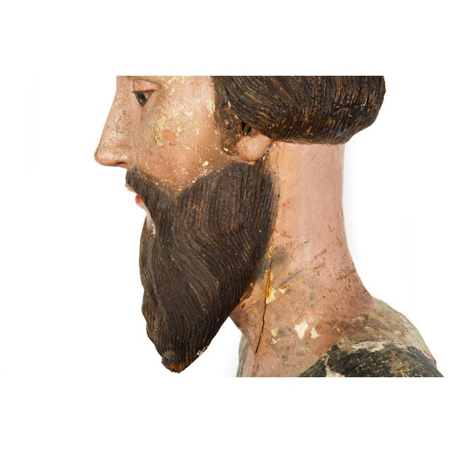 18th Century Spanish Colonial Polychromed Carved Wood Santos Sculpture For Sale - Image 18 of 18