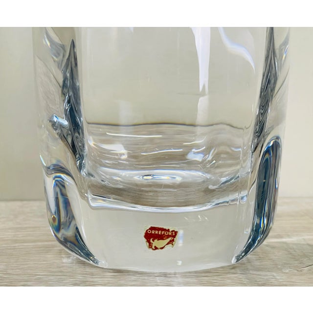 Mid-Century Modern Vintage 1960s Orrefors Tall Glass Vase For Sale - Image 3 of 6