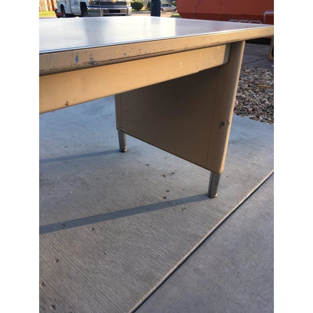 Industrial Steel Tanker Desk With Single Drawer by Steelcase For Sale In Denver - Image 6 of 11