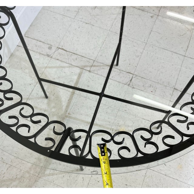 Modern 1960s Granada Collection Table and 4 Chairs Iron With Glass Top Arthur Umanoff for Raymor - Set of 6 For Sale - Image 3 of 12