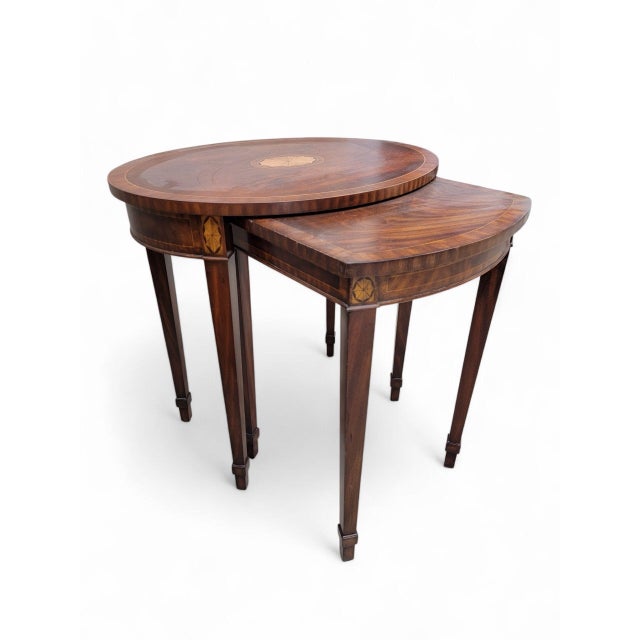 Late 20th Century Vintage Regency Style Inlaid Nesting Tables by Maitland Smith For Sale - Image 5 of 12