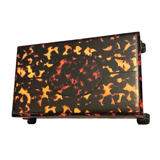 Brown Vintage Faux Tortoise Shell Large Box For Sale - Image 8 of 8