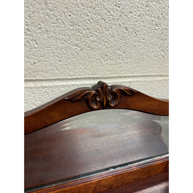 Wood Antique Victorian Mahogany Serpentine Mirrored Etagere Hall Tree Vanity For Sale - Image 7 of 12