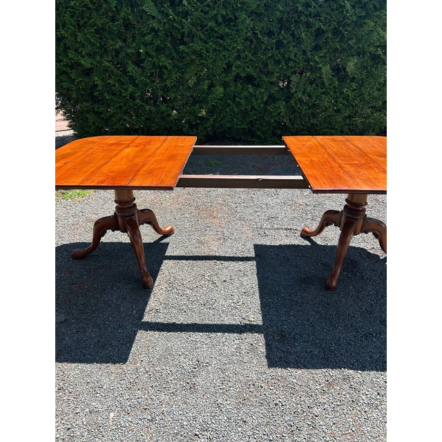 Monumental Vintage Walnut Dining Table With Queen Anne Style Pedestals For Sale - Image 13 of 18