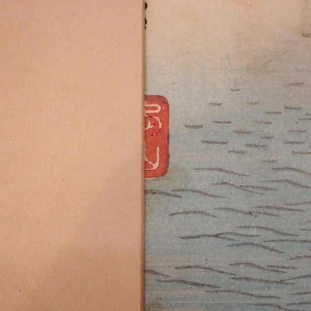 Antique Japanese Wood Block Print “Lake Suwa In Shinano Province” From Series 36 Views Of Mt. Fuji Signed By Utagawa...