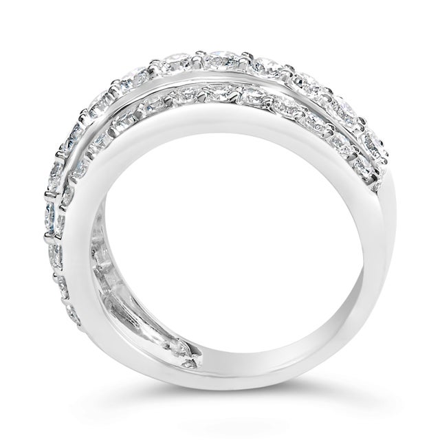 .925 Sterling Silver 2.0 Cttw Lab Grown Diamond 3 Row Band Ring (F-G Color, VS1-VS2 Clarity) - Ring Size 7 For Sale In New York - Image 6 of 6