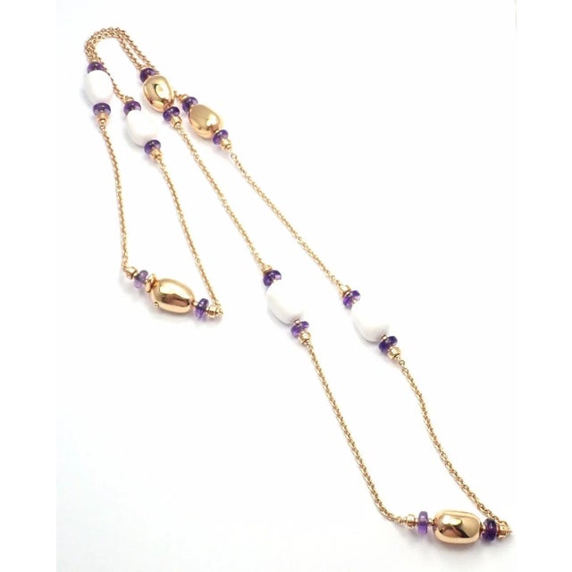 Bulgari Mediterranean Eden Sautoir 18k gold amethyst ceramic necklace For Sale - Image 11 of 11