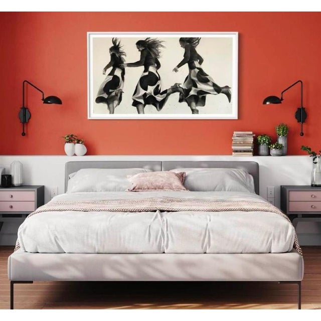 Cadence Charcoal on paper Artwork size: 24 x 46.5 inches / 60 x 118 cm Framed size: 27.5 × 52 inches / 70 × 132 cm Float...