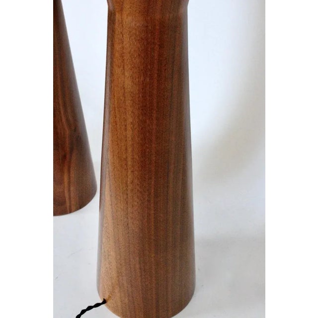 Raymond Pfennig for Zina Walnut Hourglass Table Lamps, 1960s - A Pair For Sale - Image 10 of 13