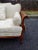 French Louis XV Style Elegant Ivory 7.5' Sofa Sale $2750 Serpentine Carved Back Curved Caned Sides Mid-Century For Sale - Image 10 of 13