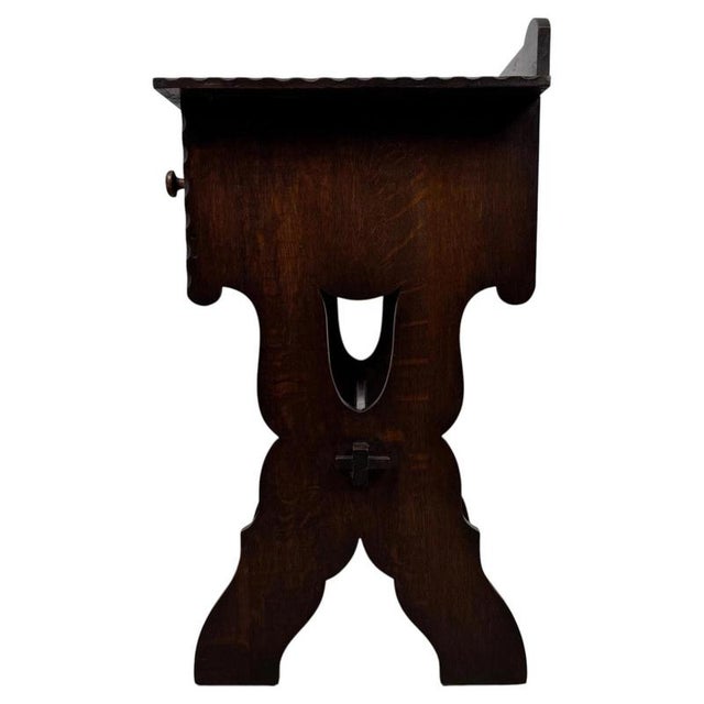 Antique English Oak Side Table with Gallery, 1900s For Sale - Image 6 of 9