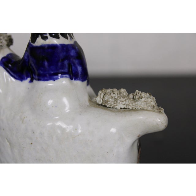 Antique English Staffordshire Porcelain Figurine Scottish Girl Riding Goa For Sale - Image 12 of 13