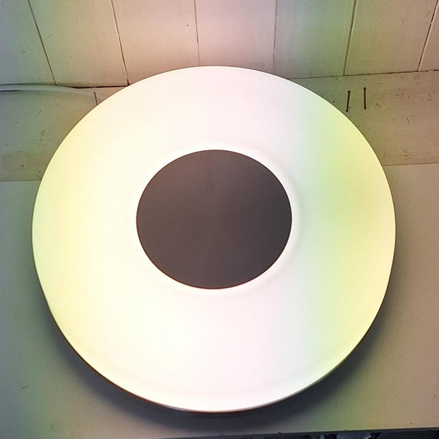 Silver Vintage Ceiling Lamp with Stainless Steel Bracket and Opaque White Glass Shade, 2000s For Sale - Image 8 of 9