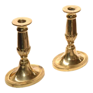 1950s English Traditional Brass Candle Holders, Pair