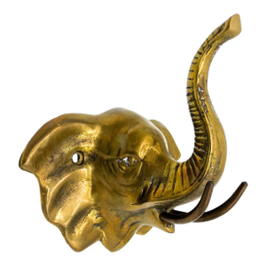 Vintage Brass Elephant Wall Hook – Sculptural Trunk Hook – Hollywood Regency / Eclectic / Safari Style