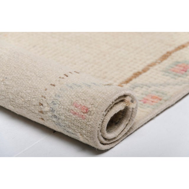 Textile Oushak Vintage White Wool Runner For Sale - Image 7 of 10
