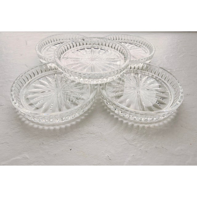 Vintage Princess House Crystal Clear Glass Coasters S/ 5 For Sale - Image 4 of 4