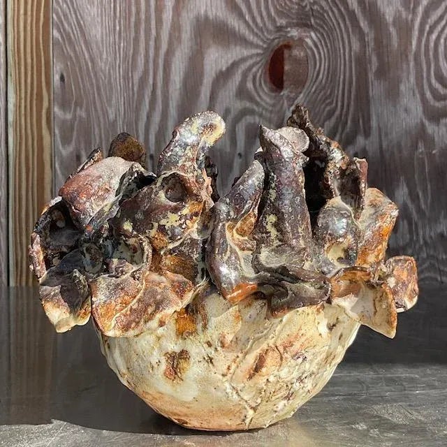 Late 20th Century Vintage Boho Slab Built Studio Pottery Vase For Sale - Image 5 of 6