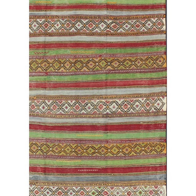 Keivan Woven Arts, Tu-Ned-115, kwarugs. With a combination of stripe and diamond patterns, this beautiful Kilim features...