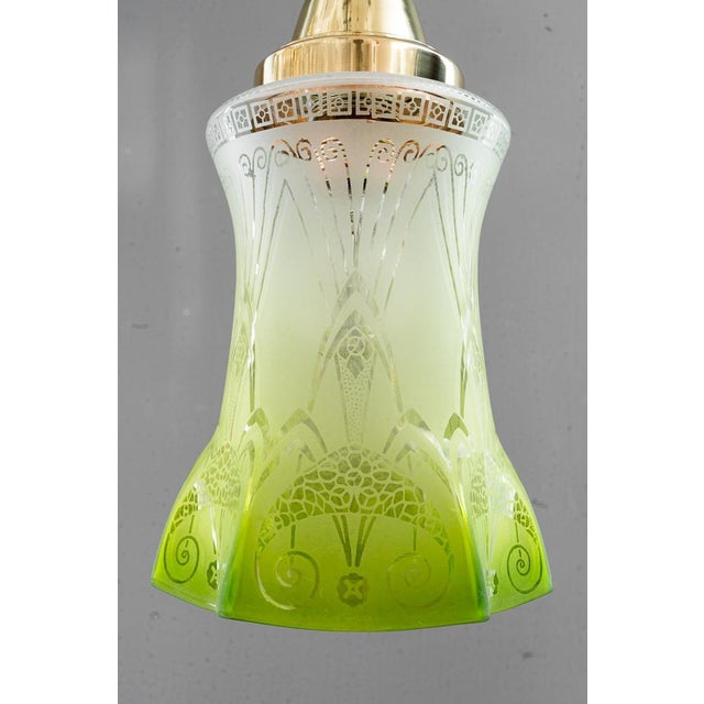 Art Nouveau Pendant with Green Glass Shade, Vienna, 1908 For Sale - Image 12 of 17