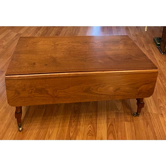 Rare Convertible Bamboo Turned Walnut Drop Leaf Dining Table / Coffee Table For Sale In New York - Image 6 of 11