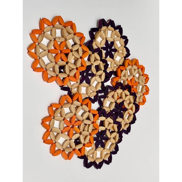 Vintage Wooden Woven Coasters or Trivets- Set of 7 For Sale - Image 4 of 9