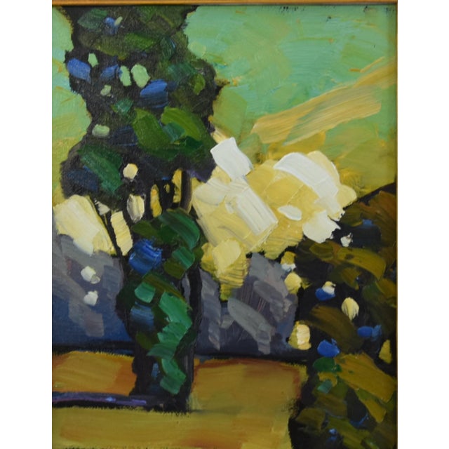 Abstract William Hawkins Clouds & Landscape Painting Including the Antiqued Gold Wood Frame For Sale - Image 3 of 5