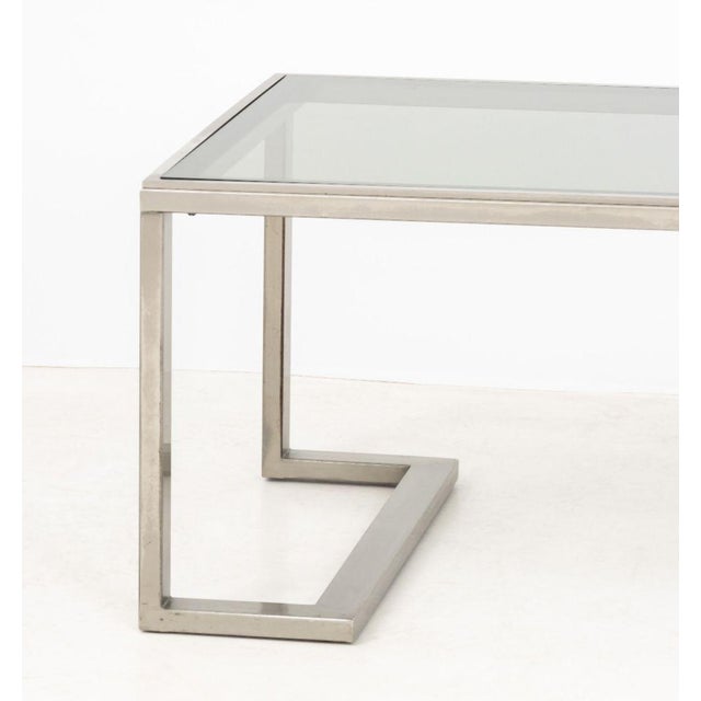 Modern Modern Smoked Glass Top and Metal Coffee Table For Sale - Image 3 of 7