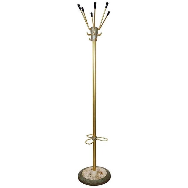 Vintage Coat Rack in Brass, Metal and Cast Iron, 1950s For Sale - Image 6 of 6