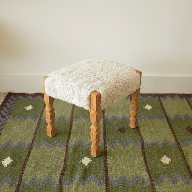 1950s Scandinavian Modern Sheepskin Stool For Sale In New York - Image 6 of 10